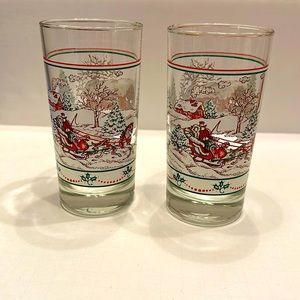 Home Interior Christmas Holiday Set of 2 Glasses 12 ounces